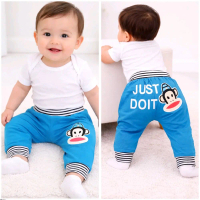 Celana bahan kaos bayi baby 12-24 bulan pant santai adem lucu paul frank biru abu abu