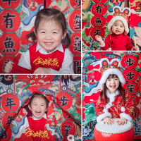 新年主題網紅對聯拍照背景布兒童影樓攝影道具喜慶中國風道具