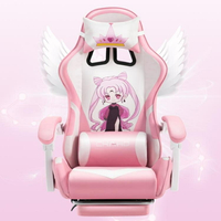 粉色電競椅電腦椅家用舒適可躺少女生主播椅子直播游戲椅靠背座椅QM 【麥田印象】