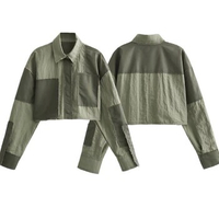 Withered Autumn High Street Girls' Flight Jacket Coat Nylon Patch Military Green Vintage Jacket Women