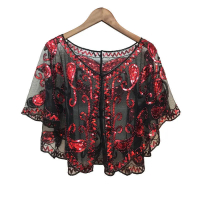 TRADI CHEO 2024 Cape Womens Cheongsam Top Lace Cardigan Bolero Blouses Small Shawl Plus Size Glitter