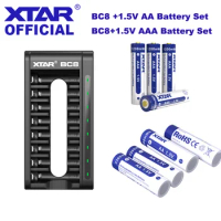 XTAR 1.5V AA AAA Battery Charger Set / BC8 + 1.5V AA 3300mWh Batteries / BC8 + AAA 1200mWh Rechargeable Li-ion Battery