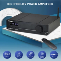 BREEZE APTX Bluetooth 5.0 Power Amplifier 2.0 Amplificador TPA3255 300Wx2 Digital Sound Amplifier USB RCA DAC Amp Home Theater