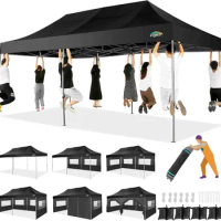 10x20 Heavy Duty Pop up Canopy Tent with 6 sidewalls Easy Up Commercial Outdoor Canopy Wedding Tents for Parties All Season