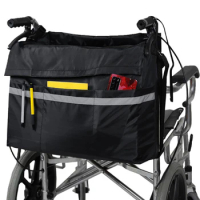 Wheelchair Bag Detachable Wheelchair Pouch Waterproof Walker Storage Pouch with Secure Reflective Strip Lightweight Electric