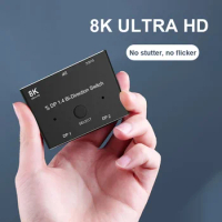 8K DP 1.4 Switch 144Hz Displayport Bi-direction Switch Splitter 2 IN 1 OUT 2X1 1X2 Display-port 8K@30Hz,4K@120Hz Video Converter