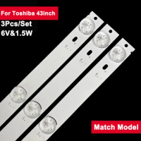 6V1.5W 755mm LED Light Bar Strip For Toshiba 43inch 8leds JL.D40081330-140ES-M 3Pcs/Set Backlight TV Repair Parts 40L1600C 40L26