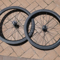 Ultra Light Wheelset 50mm Full Carbon Road Cyclocross Bike Clincher Wheelset Disc Brake Thru Axle Front 100*12mm + Rear 142*12mm