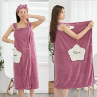 Ladies Soft Bath Towels Home Textiles Bath Towels and Sauna Towels Bathroom Plus Size Wearable Microfiber Bathrobe Ladies Shower