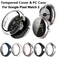 For Google Pixel Watch 2 PC Case+Tempered Glass Smart Watch Screen Protector Cover for Google Pixel Watch 2 Bumper Shell