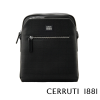 【Cerruti 1881】限量2折 義大利頂級小牛皮肩背包斜背包 全新專櫃展示品(黑色 CEBO06517M)