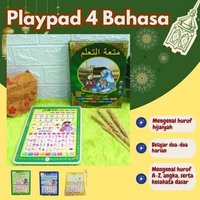 Tablet 4 BHS Kado Ulang Tahun Playpad Tablet Mainan Edukasi Anak Muslim BARU 4 bahasa