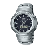 CASIO卡西歐 G-SHOCK 太陽能電波雙顯手錶-銀黑_ AWM-500D-1A_44.5mm