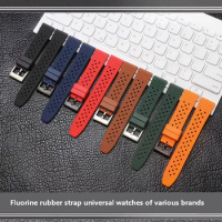 High Quality Fluororubber Watch Strap For Tissot Casio Seiko Mido Longines Flat joint Wrist Watchband Men Women 24mm Bracelet