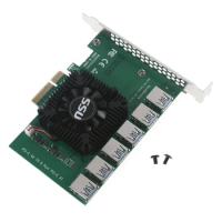 PCI for Express 4x to 16x Powered Riser Adapter Card USB PCI-E 1 to External 6 -GPU Riser Extender Card for Mining Dropship