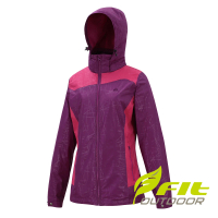 【Fit 維特】女-輕量防風防撥水保暖外套-蘭紫色 HW2302-67(保暖外套/連帽外套/風衣/衝鋒衣)