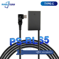 New Braided Cable TYPE-C USB-C PD Right Angled BLS-5 PS-BLS5 DC Coupler for Olympus PEN E-PL2 E-PL5 E-PM2 Stylus 1 1s OM-D E-M10