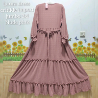 SALE jumbo ld 120 laura dress gamis crinkle import