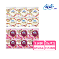 Sofy 蘇菲 繽紛香氣沐浴清新/甜心玫瑰超薄護墊14cm(80片x6包/組)