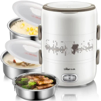Bear Electric Lunch Box 2L Portable Three-layer Rice Cooker Rice Box Stainless Steel Cooking Automatic heating heat preservation
