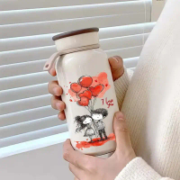 【Ghot】 Cawan berinsulasi dua dinding keluli tahan karat 400 ml (NNB/13.5 oz), pasangan tema “Fashion
