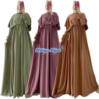 Gamis Dress Saskia Kondangan Wanita Muslim Terbaru Jumbo Ld 92 98 104 110 120 130 140 Bahan Crinkle 