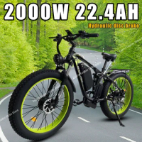 Mountain Off-Road Ebike 2000W Double Motor 48V22.4AH 26*4.0 Inch Fat Tire Electric Bicycle Full Suspension Beach Electric Bike