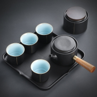茶具套裝家用客廳簡約陶瓷干泡茶盤輕奢小套黑陶功夫茶具禮盒裝