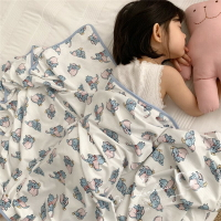 幼兒園午睡被子單人夏涼被嬰兒童冰絲蓋毯小飛象 毯子卡通網眼被