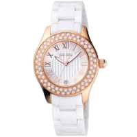 Folli Follie 奢華禮讚白水晶陶瓷腕錶-白X金-WF9B038BDS