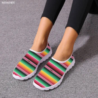 INSTANTARTS Mexican Blanket Classic Print Pattern Casual Flats Lightweight Summer Soft Mesh Shoes Comfortable Outdoor Zapatos