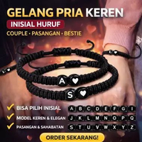Gelang pria keren hitam inisial huruf | Gelang cowok couple pasangan bestie
