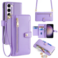Phone Case for Samsung Galaxy S23 S22 S21 Ultra S21 S20 FE S9 PLus S8 S7 edge Crossbody Wallet Case Cover with Long Lanyard