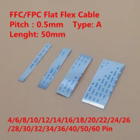 10PCS FFC/FPC Flat Flex Cable 5cm 4/6/8/10/12/14/16/18/20/22/24/26/28-60Pin Same Side 0.5mm Pitch AWM VW-1 20624 20798 80C 60V