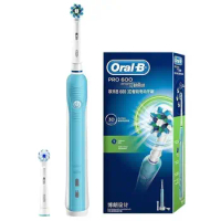 Oral-B Pro600 CrossAction 3D Electric Rechargeable Toothbrush White Teeth Brush Wateproof Deep Clean For Adult Oral Care