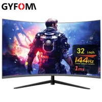 GYFOMA 32 inch Curved Monitor Gamer 144hz LCD HD Gaming Monitor PC 1080p HDMI compatible Monitor Computer 165hz displays Desktop