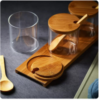 三件套玻璃調料盒套裝帶蓋日式調味瓶 