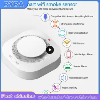 Tuya Wifi Smoke Detector Sensor 90DB Alarm Fire Smart Smoke Detector Wifi Fire Protection Home Security Alarm Smart Life Alice