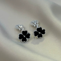 Red Four-Leaf Clover Stud Earrings 4-Leaf S925 Sterling Silver Hypoallergenic Design