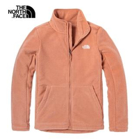 【The North Face】北面女款粉橘色保暖立領抓絨外套|4U886U1