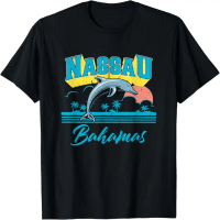[HOT] Áo thun Nau Bahamas Sunset Palm Tree Dolphin R Vacation T-Shirt