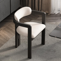 法式實木餐椅新中式椅子洽談椅單人家用網紅臥室實木椅子黑白餐椅 全館免運