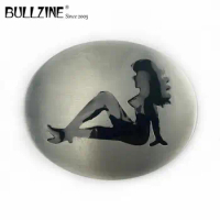 The Bullzine Fashion girl belt buckle with pewter finish FP-02030 suitable for 4cm width snap on belt