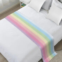 Candy Rainbow Stripes Bed Runner Home Hotel Decoration Bed Flag Wedding Bedroom Bed Tail Towel