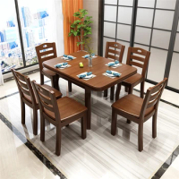 Direct sale Full solid wood nordic simple modern popular style folding Dining room set table set with 6 chairs for dining roo