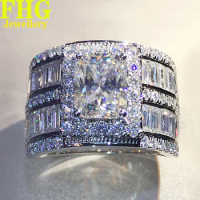 Luxury 2 Carat Emerald Solid 18K Au750 White Gold Ring DVVS Moissanite Diamonds Wedding Party Engagement Anniversary Ring