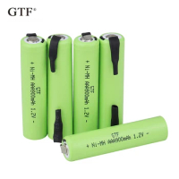 GTF 1.2V AAA rechargeable battery 900mah nimh cell Green shell with welding tabs for Philips electric shaver razor toothbrush