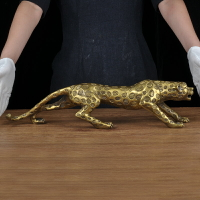純銅金錢豹擺件招財豹子辦公室工藝品喬遷禮品客廳室內電視柜裝飾