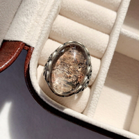 新款時尚個性 巴西礦石金云母戒指 s925銀復古 男水晶寶石女禮物