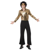 Men 60s 70s Retro Disco Hippie Costume Halloween Carnival Party Music Festival Cosplay Dress Up Suit